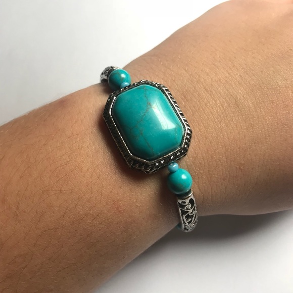 Jewelry - Turquoise Marble Stone Elastic Bracelet